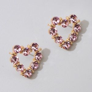 Rhinestone Heart Stud Earrings